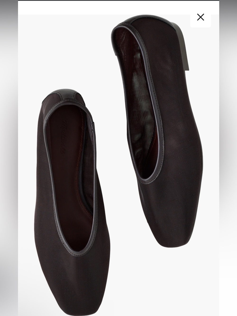 Madewell The Miley Mesh Ballet Flats in Dark Carob Brown 9.5 Minimalist Chic